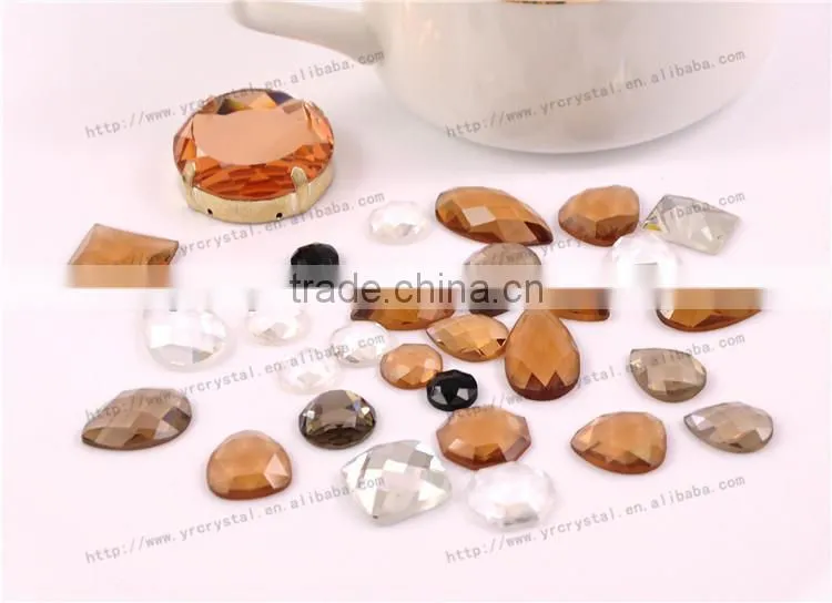 mixed shapes mixed colors Non hotfix crystal flat back stones sew on rhinestone