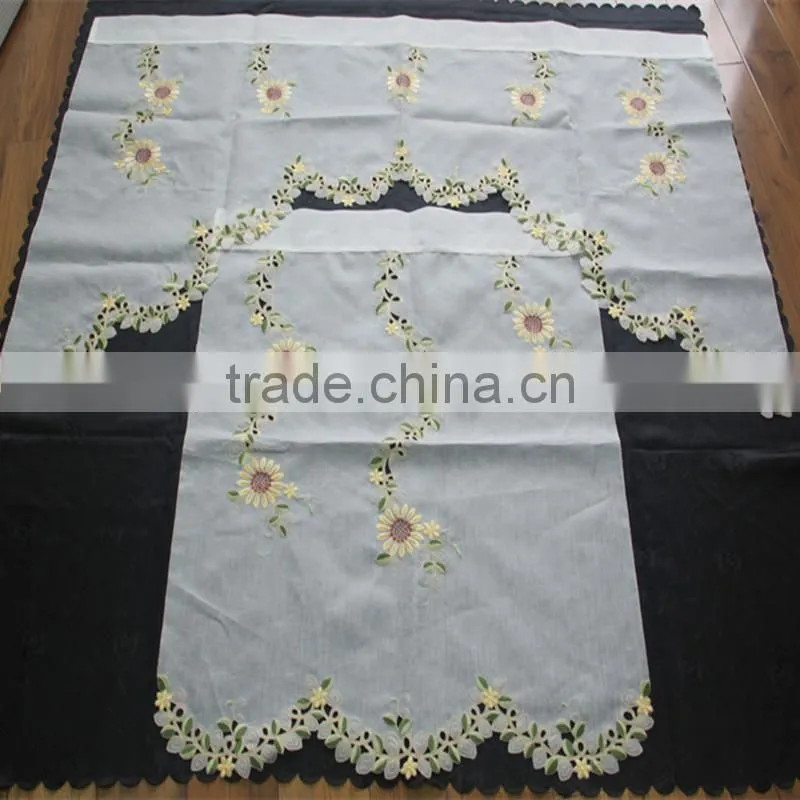 100% Polyester Embroidery Designs Kitchen Curtain