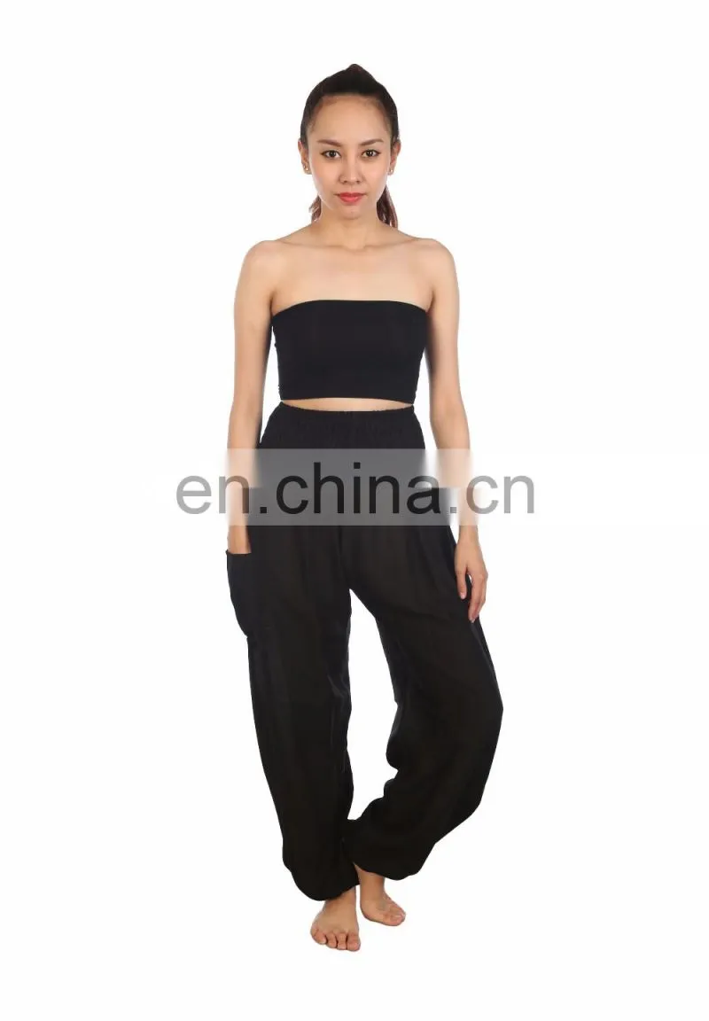 Lofbaz Women's Hippe Solid Drawstring Harem bohemian trousers Rayon Pants