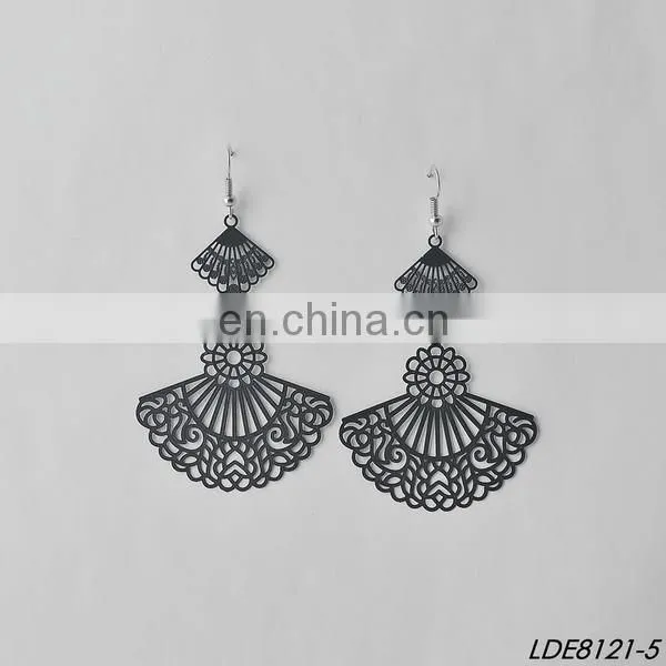 Filigree earrings metal painting fan earrings