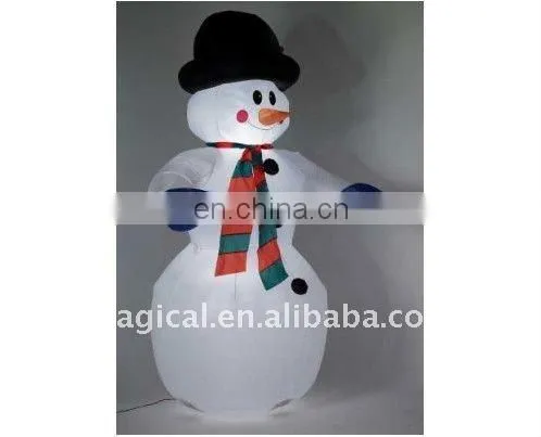 inflatable snowman and christmas tree