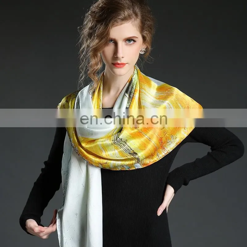 100%Silk Satin women's elegant silk scarf 110*110