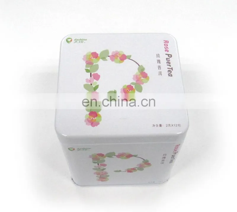 Popular square flush tin box for Puer tea