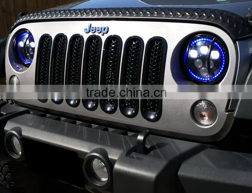 7inch CREE Led 60W Hi-Low Beam Round Blue Work Head Lamp Light Headlight