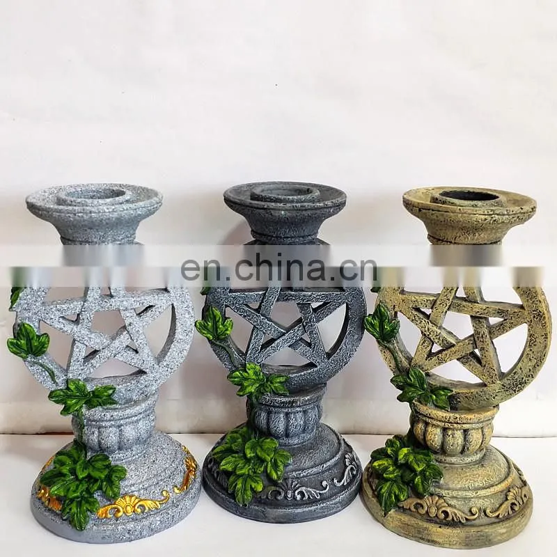 Wiccan Pentacle Candlesticks Candleholders Tarot Magic Statues Resin Mold Gifts Crafts Indoor Home Decoration