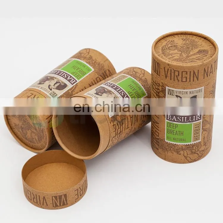 Wholesale Custom Kraft paper tube tea canisters herb nature packaging