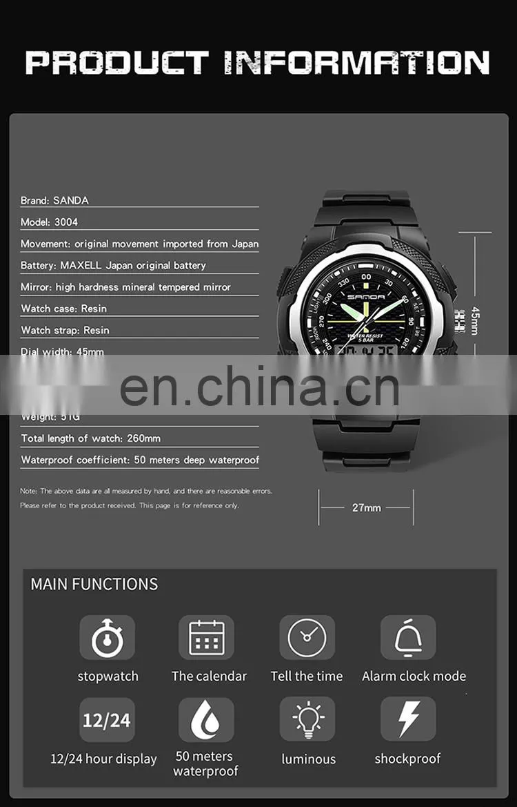Sanda 799G 292L New Young Digital Wrist Watches for Girls Boys LED Water Resistant Luminous Sport Functional Sanda Watches