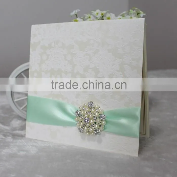 Ideal New Flower Flocking Elegant Luxurious Wedding Invitation Card