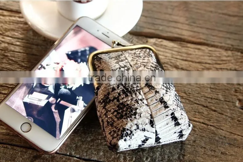 animal pattern cow leather pocket coin holder ladies change purse money pouch with clip closure