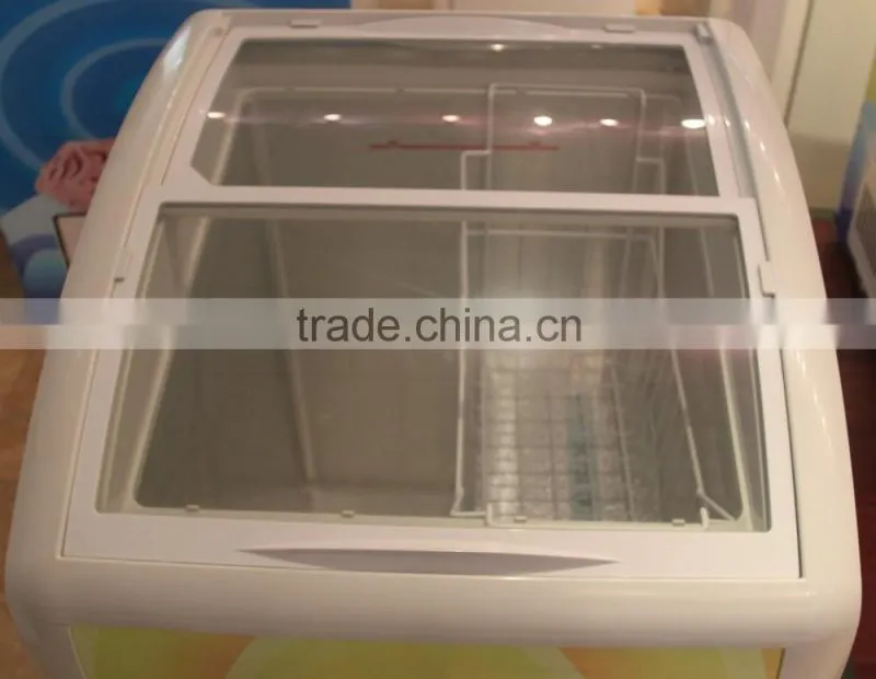 High quality curved glass door ice cream freezer