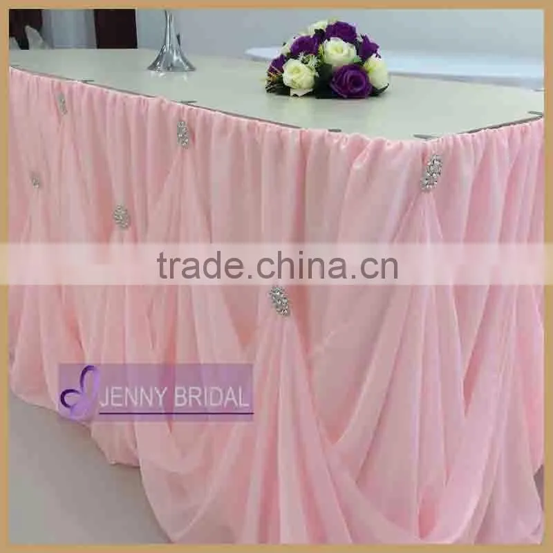 TC106 hot sale white chiffon cinderalla table skirt for weeding