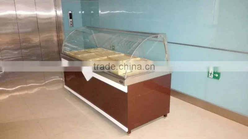 APEX glass food display showcase for warmer cooler and normal models