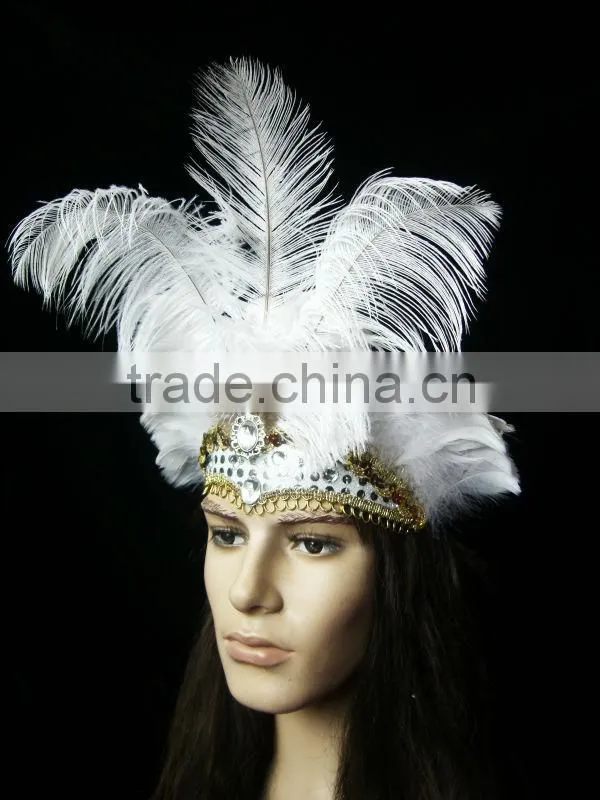 Magnificent White Feather Carnival Princess headdress
