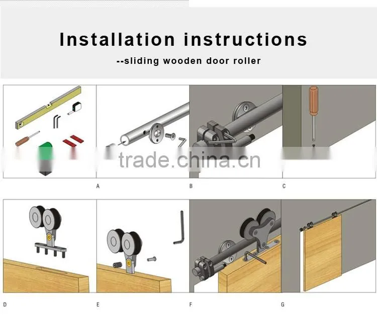 Modern Design of Sliding Wooden door double roller fittings for Office Use