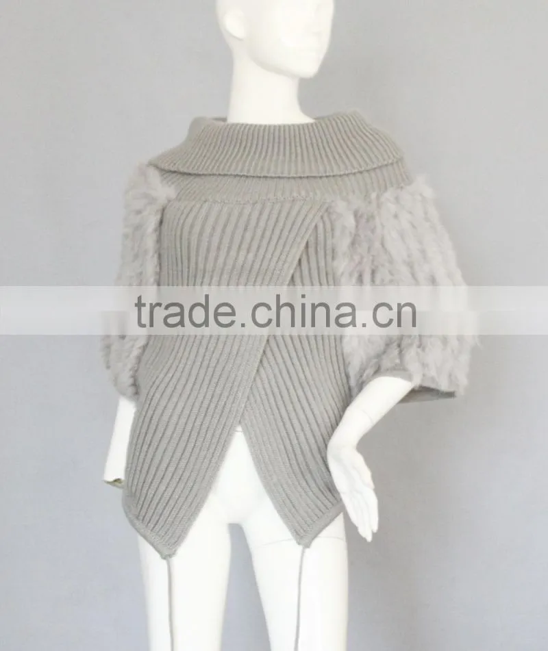 QD80282 2015 Women Design Good Quality Casual Sweater Knitted Rabbit Fur Vest