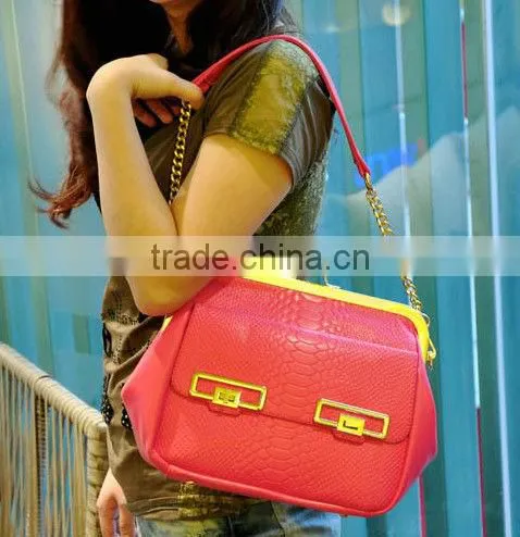 hot sale fahion different colors crocodile metal frame handbags