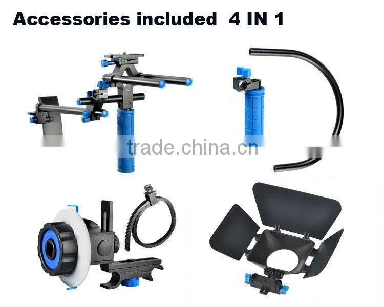 DSLR Rig Movie Kit Shoulder 15mm Rail Rod + Matte Box + Follow Focus For Canon Nikon Sony Video Camera