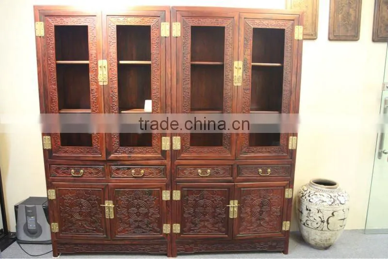 Chinese antique carved rosewood bookshelf