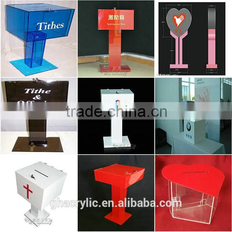 GH-RJ015 heart shape High polished Acrylic suggestion Box ,modern Acrylic suggestion Box