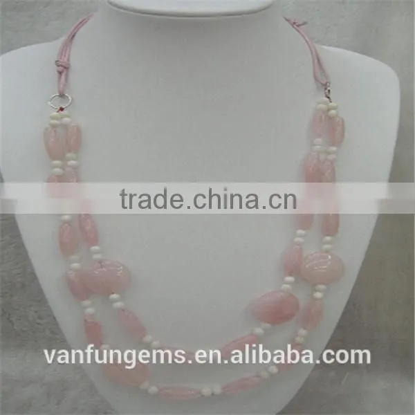 New Style Handmade Rose Quartz Necklace Fashion Gemstone
