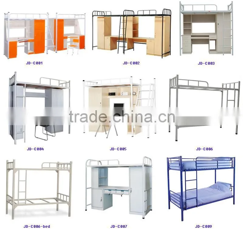 School Furniture Dormitory Steel Bunk Bed With Computer Desk and Cabinet