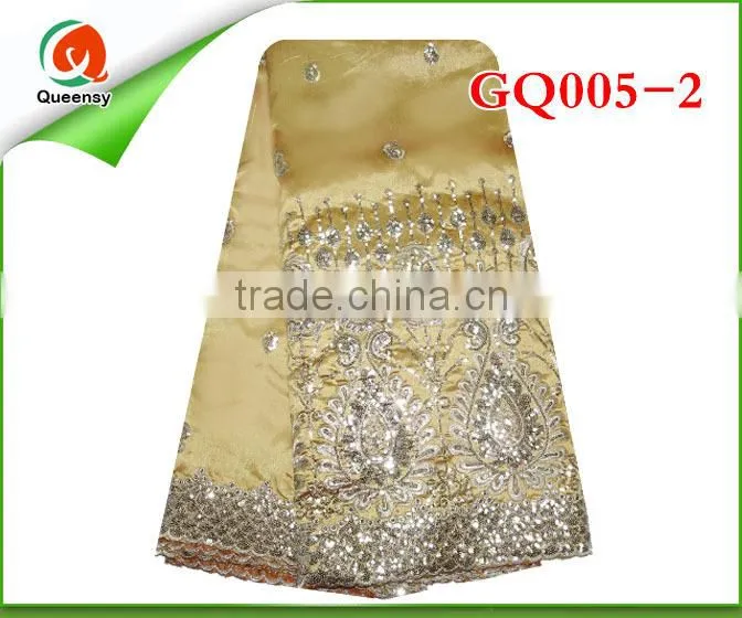 high quality fashion african george fabric, raw silk george lace embroidery fabric for party wedding dress GQ005