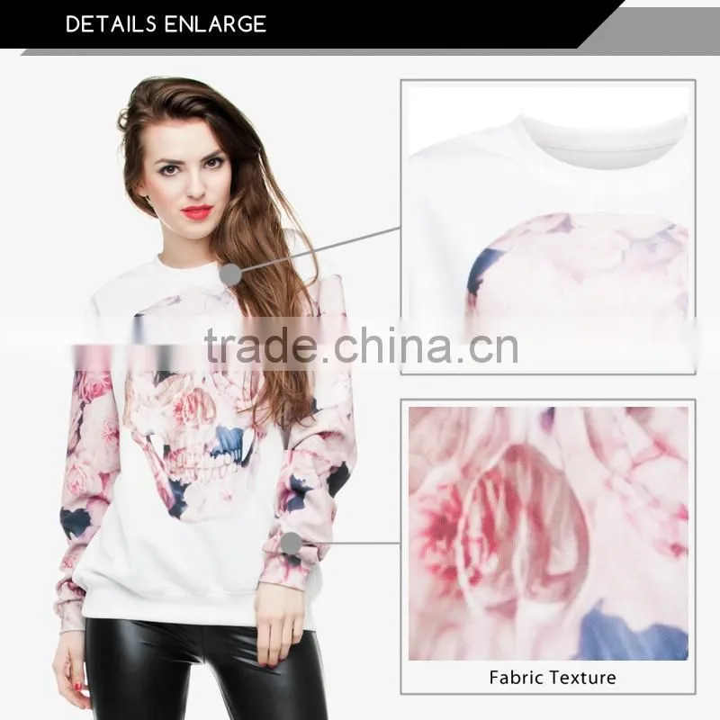 custom blank sweatshi skull roses 3d digital print fullprint crewneck sweatshirt spring autumn unisex custom oversized pullover