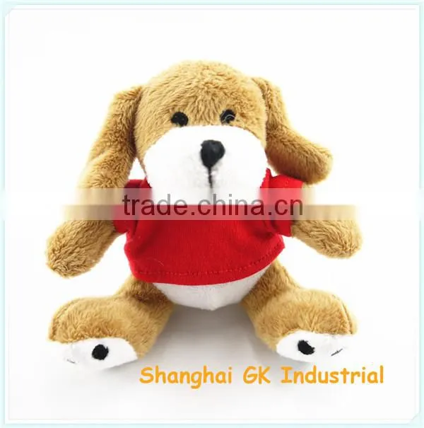 10cm Sitting Height Promotional Plush Dog Key chain with T-shirt