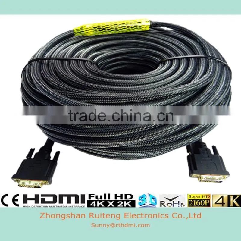 ultra long DVI male to male cable with USB and Cotton braid support 3D