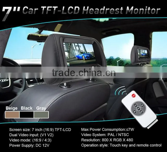 New and Hot 7" Car TFT LCD Headrest Monitor