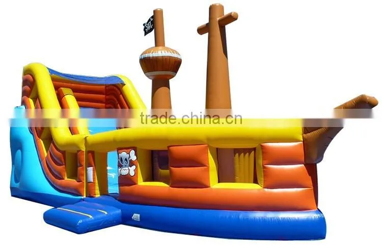 kids outdoor 3d giant inflatable pirate ship slide