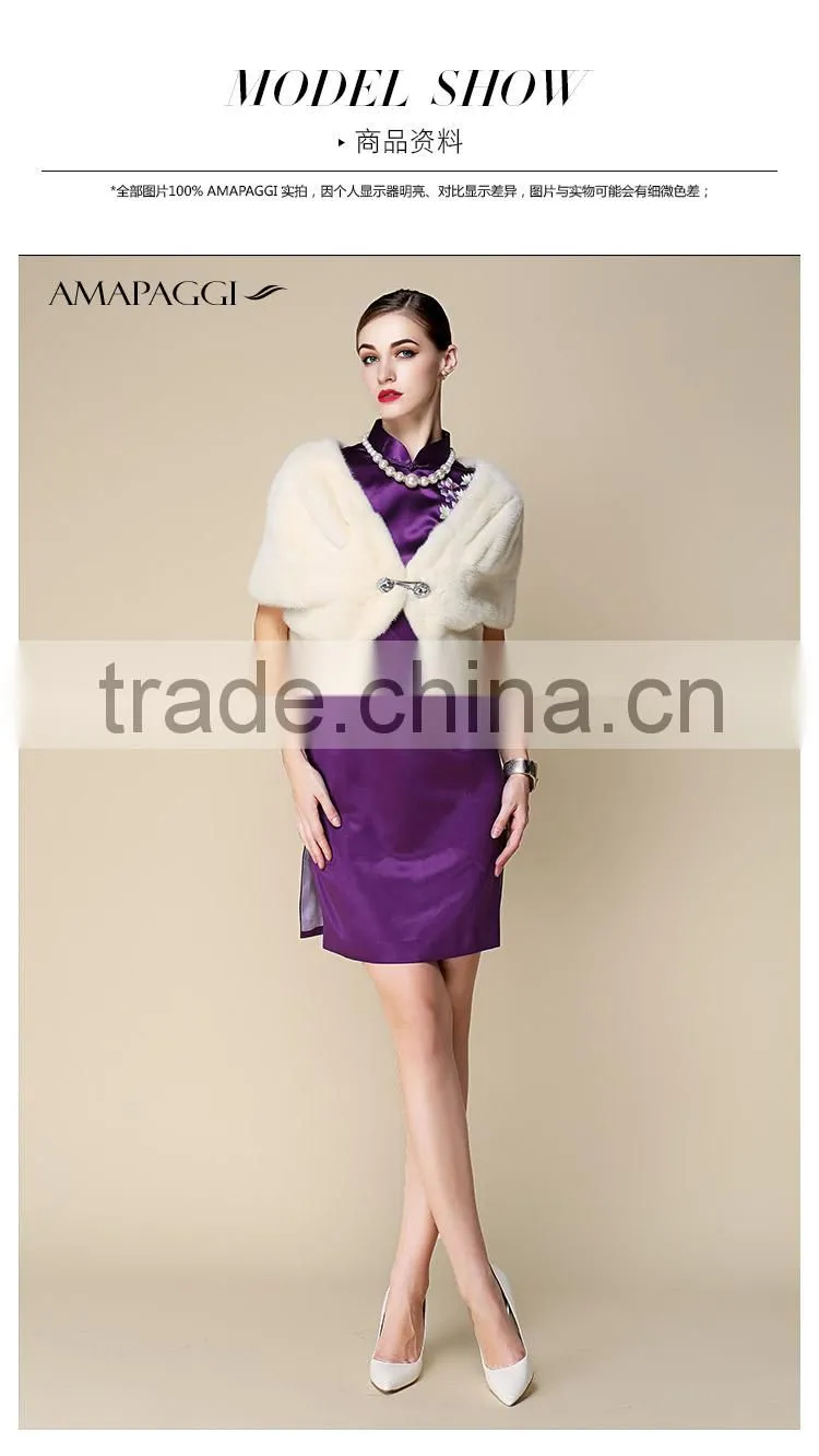 custom white mink fur shawl for girls