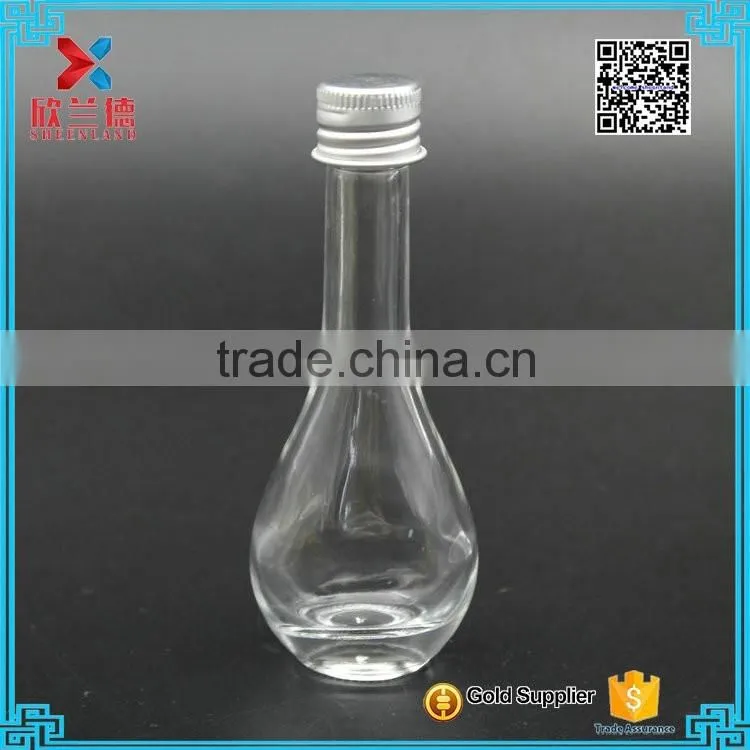 Customer made decorative glass small wine bottle/clear liquor bottle 25ml