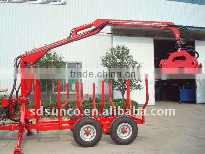 5ton 8ton log trailer with crane for forestry working