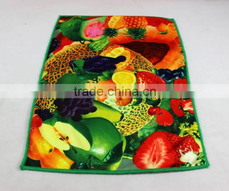 40x60cm 60g microfiber custom tea towel printing with fruit and flower