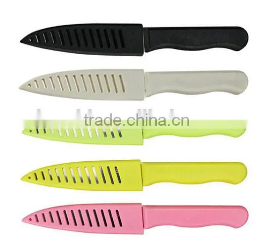 pp handle pink knife set with cover