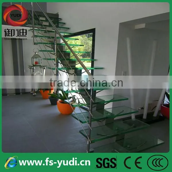 modern straight glass interior metal staircases factory