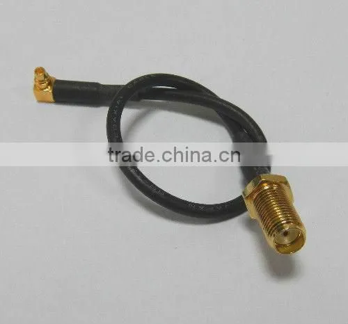 RF connector, MMCX male right angle to SMA female with RG58 cable, cable assembly, pigtail, jumper cable