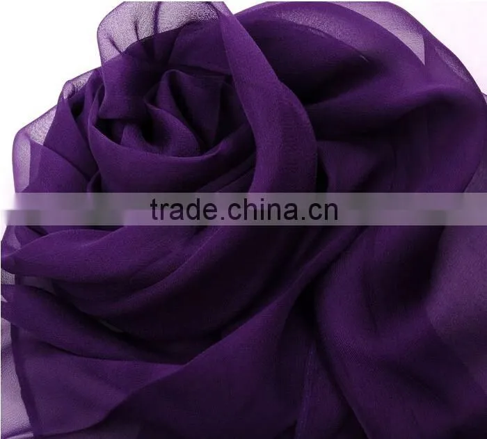 100% silk pure color long silk scarves