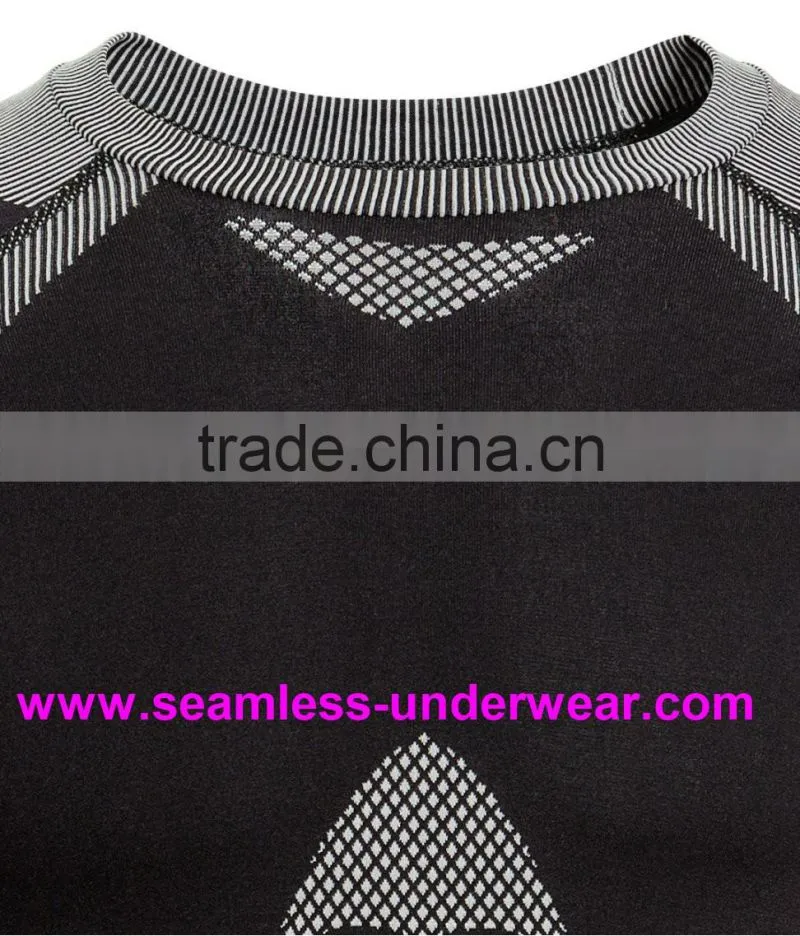 Polypropylene + Nylon + Spandex Cycling Base Layer, Men's Seamless Compression Base Layer for Skiing, Jogging & Training