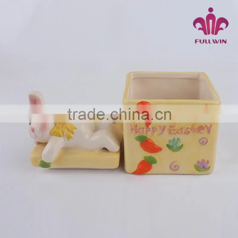 Easter ceramic porcelain canister square ceramic canister