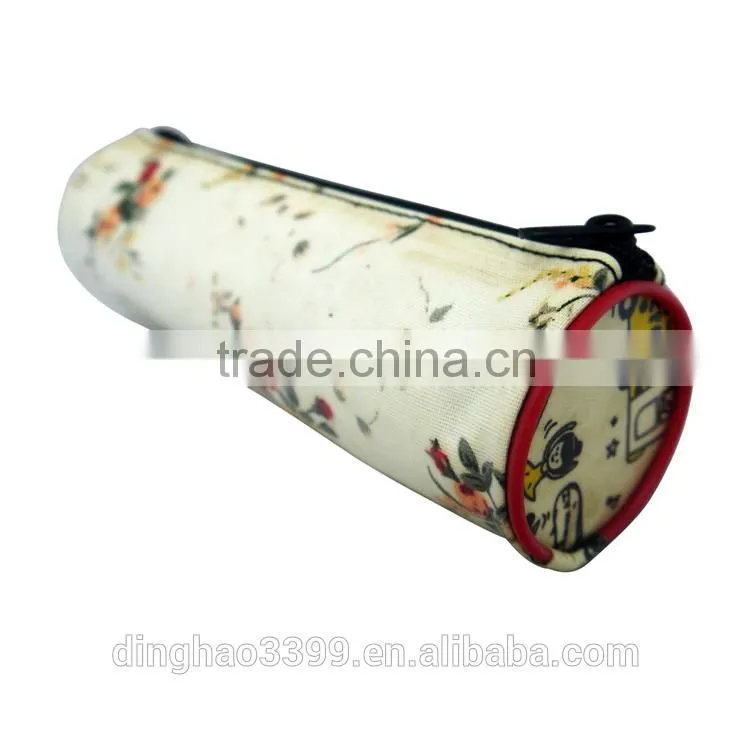 Fashion Floral Roll Polyester Pencil Case Pouch Purse Bag for School