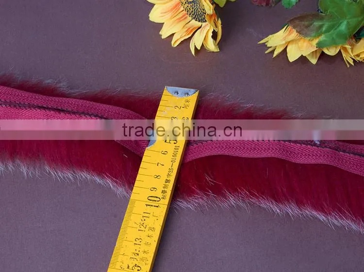 Natural Colored Fox Fur Strips / Blue Fox Trimming For Hoods And Collars