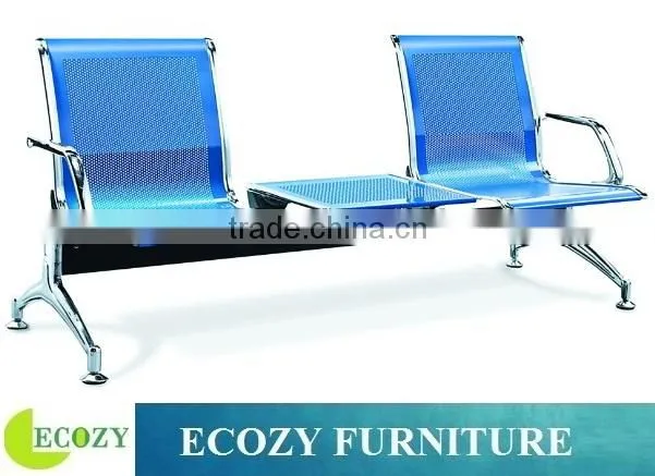 Metal airport chair with small table attached
