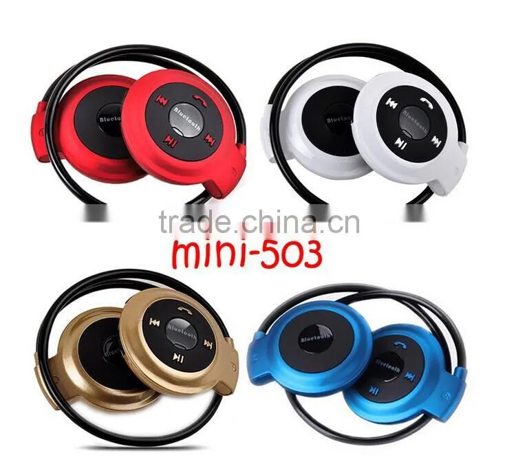 Wireless Headphone New Mini 503 Neckback Sport Bluetooth Handsfree Stereo Headset Earphone TF Card Slot+FM Radio