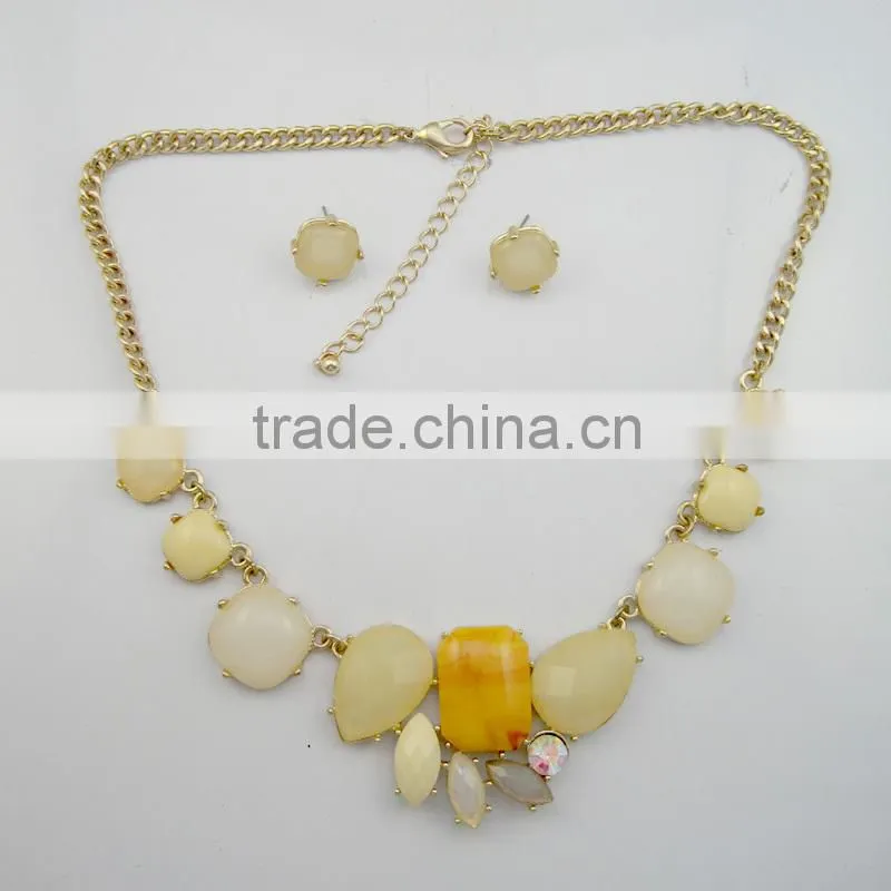Latest design fashion stylish fake white stone jewelry set