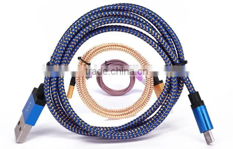 high quality colorful braided micro usb charging data 5pin cable for android mobile phone