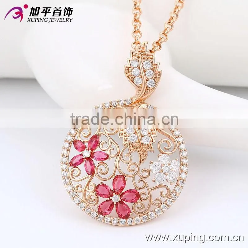 Latest Design Rose Gold Plated Cubic Zircon Copper Wedding Elegant Necklace