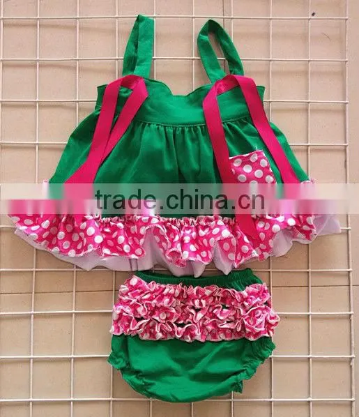 Girl's Fashion Swimming Wear green The little mermaid clothes baby swing top set