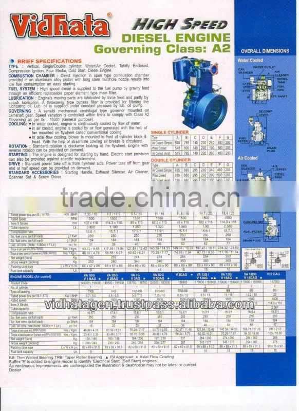 High quality air cooled diesel engine